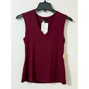 NWT Final Touch Women's V-Neck Layer Top - Cabernet - Made in USA - Size Small